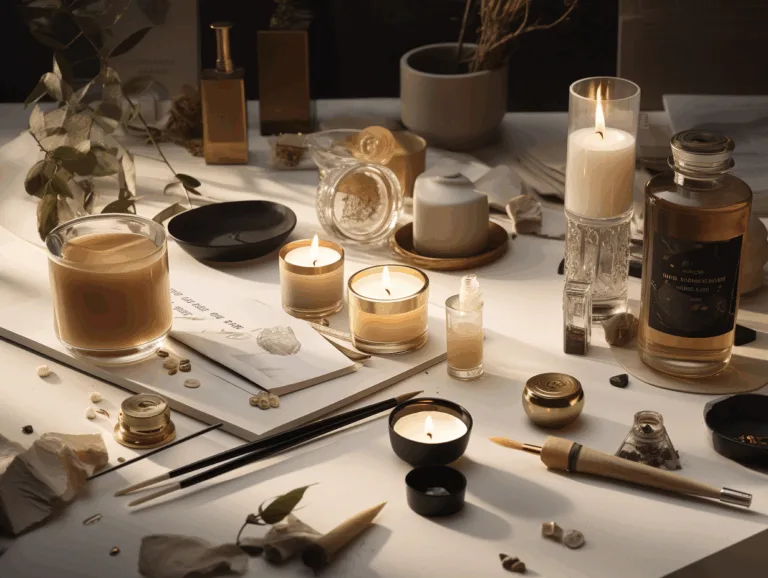 The creative process of developing a custom candle fragrance, from inspiration and scent oils to a finished luxury candle.