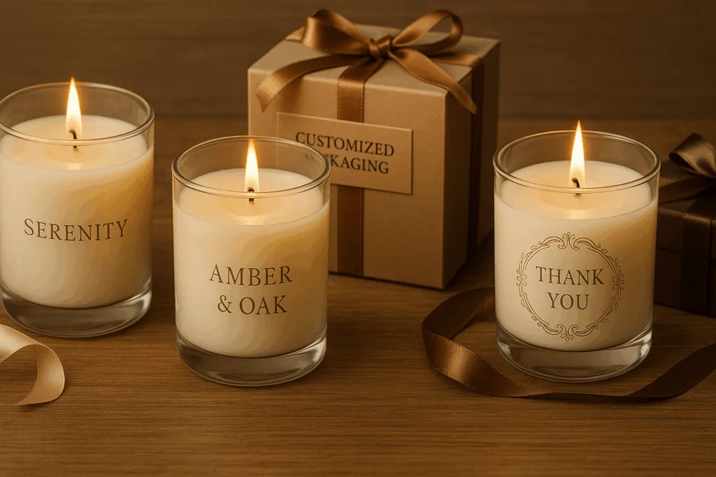 Luxury candle gifts with engraved jars and personalized packaging trending in 2025.