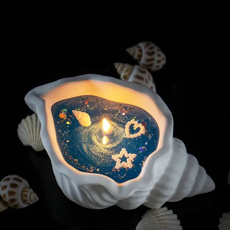 Custom conch gel candle with soy wax blend, ideal for home décor and spa use