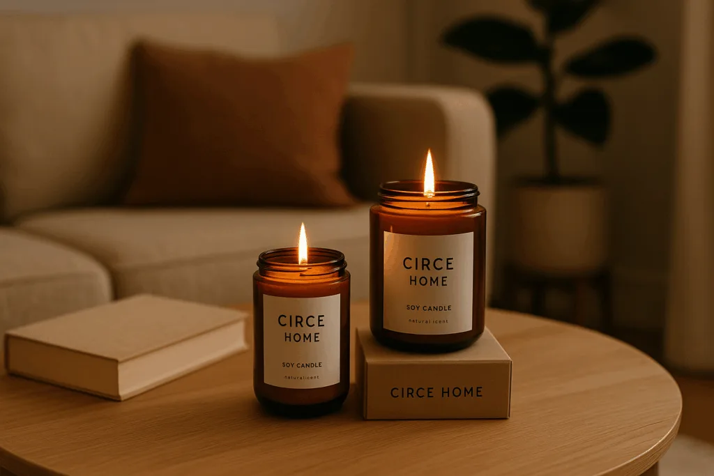 Circe Home jar candles creating a cozy and sustainable lifestyle setting
