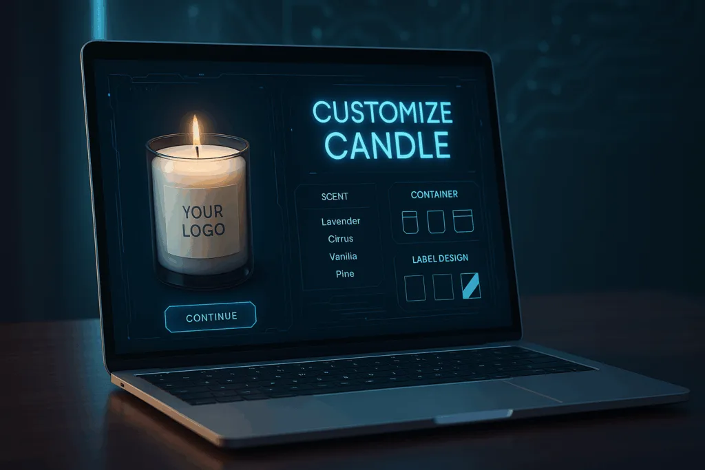 Digital customization tools for designing private label candles