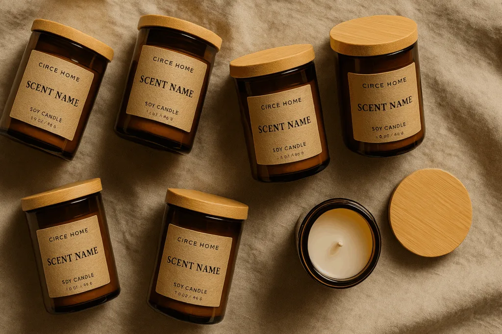 Amber jar candle supplier customizable packaging and design.