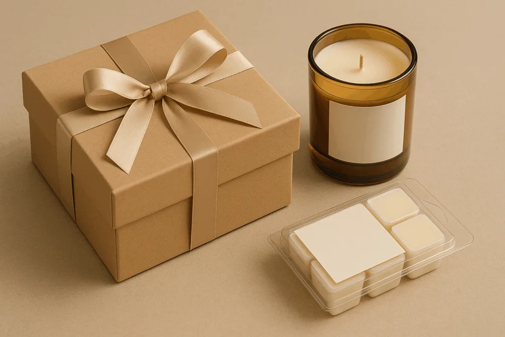 Luxury gift set with coordinated candle and wax melt.