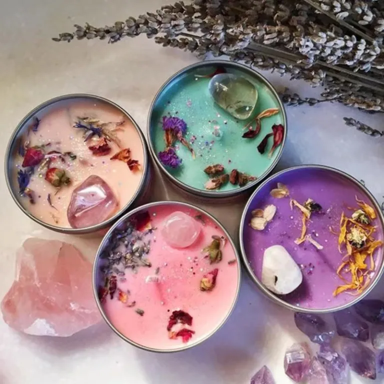 Dried Flower Crystal Tin Candles2
