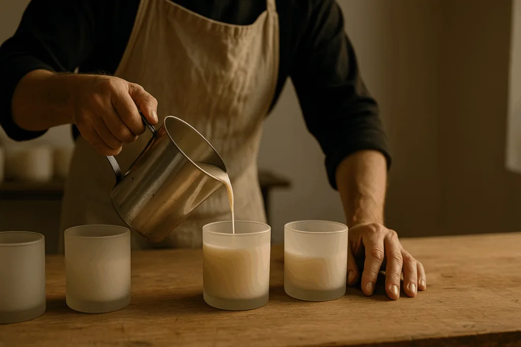 How to Build Your New Brand: 5 Proven Tactics for Private Label Candle Success—hand‑poured test batch in studio.