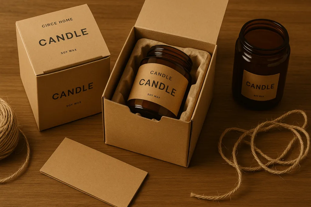 Sustainable amber jar candle supplier packaging.
