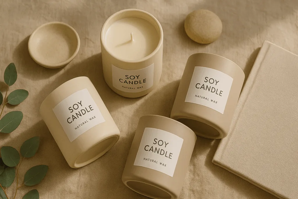 soy vs beeswax vs coconut candles minimalist packaging design