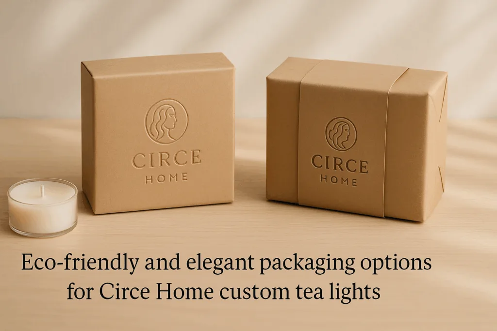 Luxury sustainable packaging for custom tea lights.