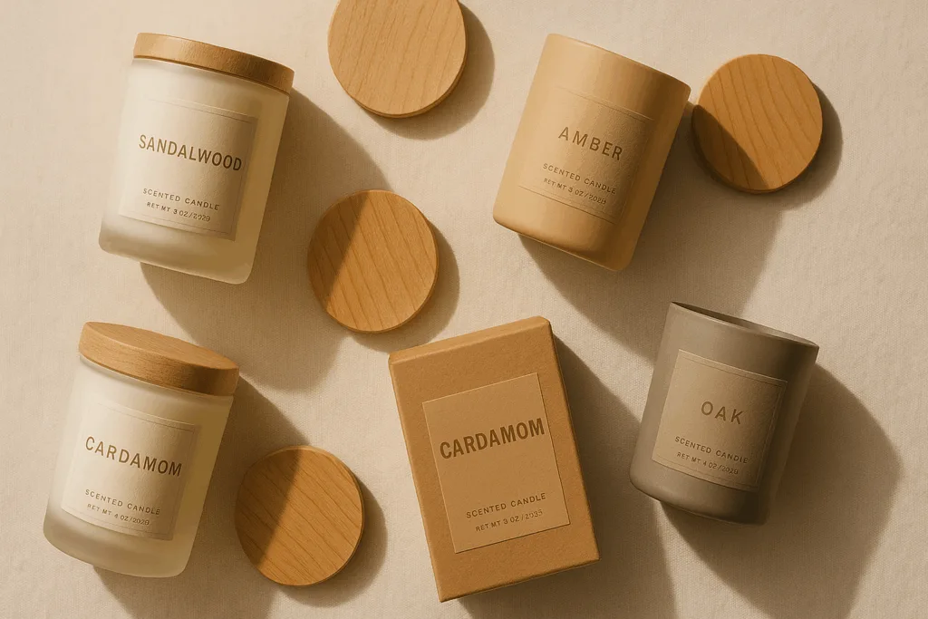 Top 12 most Popular Scented Candles for Trends 2025 2 Eco-friendly candle packaging showcasing popular scented candles 2025 design trends.
