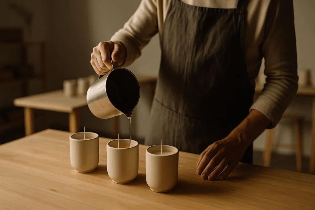 Top 10 Luxury Scented Candle Brands Loved in Europe & the US in 2025 3 Circe Home artisan hand-pouring eco-wax candles in ceramic vessels, 2025.