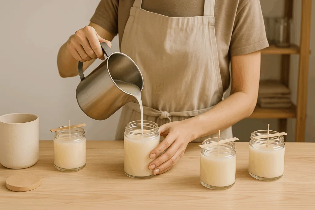 Circe Home artisan handcrafting sustainable candles with care and precision.