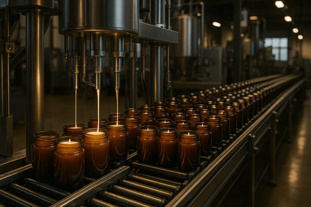 industrial candle pouring line