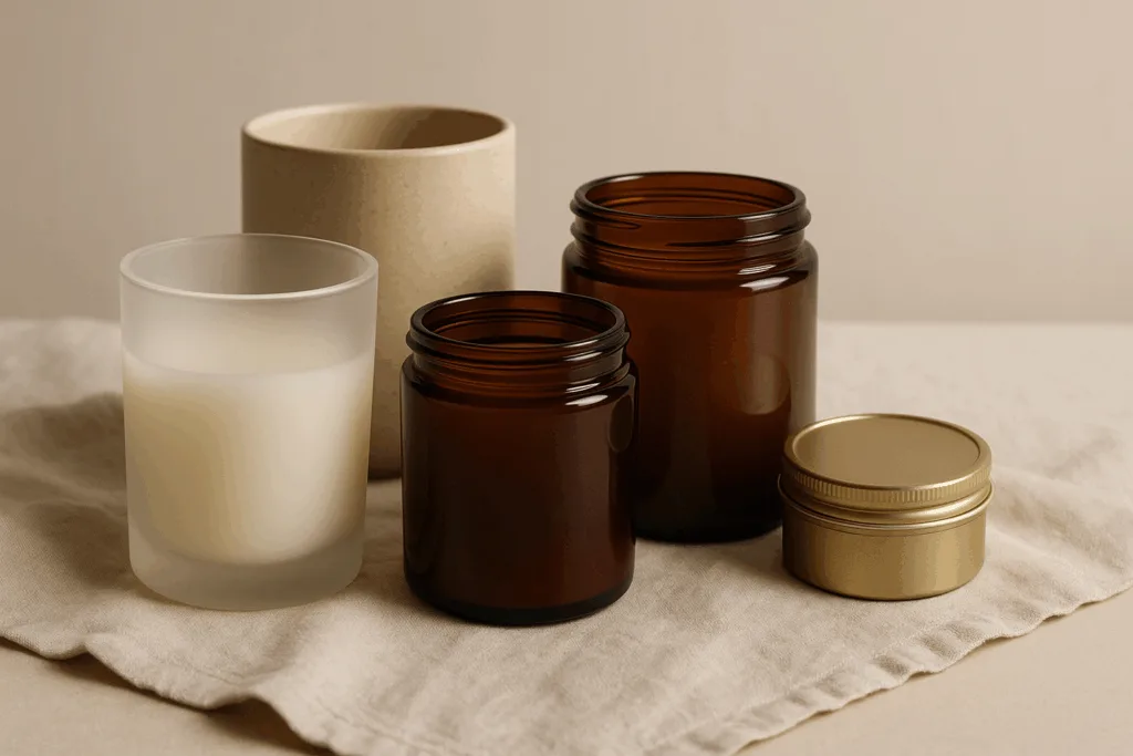 9 Expert Secrets to Choosing the Right Jar Candle Manufacturer for Your Brand 3 Different jar types for how to choose the right jar candle manufacturer, including glass, ceramic, and tin.