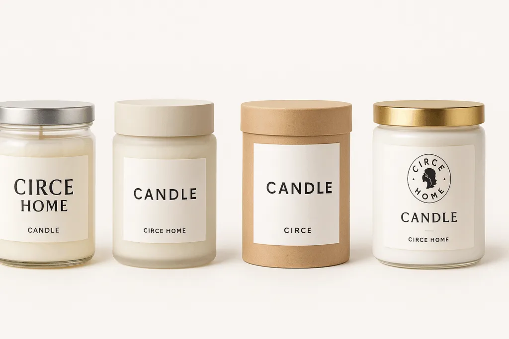 Custom candle branding and private label packaging options for Circe Home partners.