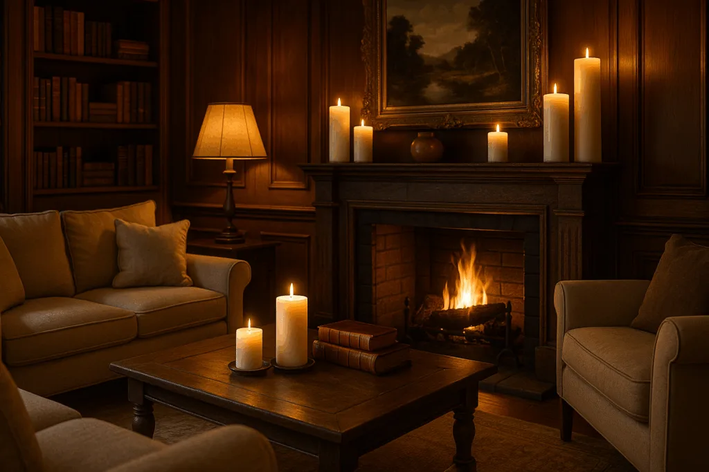 Circe Home soy wax candles displayed in an elegant old-money style living room.