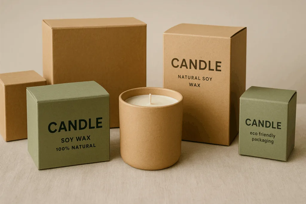9 Expert Secrets to Choosing the Right Jar Candle Manufacturer for Your Brand 5 Eco packaging for how to choose the right jar candle manufacturer showcasing recyclable materials.