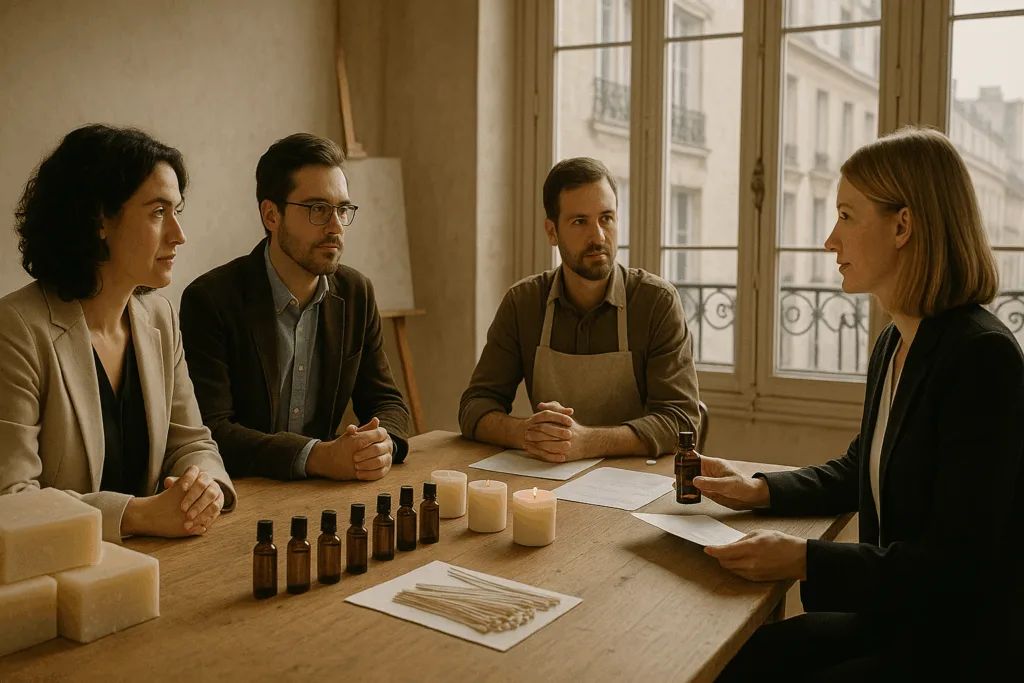 7 Ways to Keep Your Candle Supply Chain Strong During Peak Seasons 3 Circe Home artisan analyzing candle supply chain data on digital dashboard.