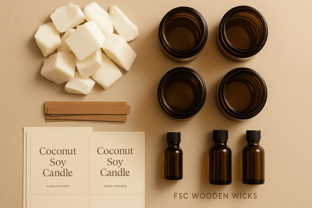 The Truth About Starting a Candle Brand — It’s NOT About Quantity, It’s About Your Budget (And Why You Need $2,000+) 3 candle materials flatlay $2000 startup budget