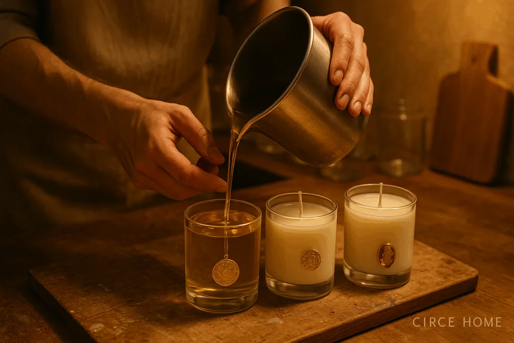 🕯️ 7 Enchanting Ways Custom Luxury Candles with Jewelry Décor Inspire Magical Brand Stories 2 Circe Home artisan hand-pouring custom luxury candles with jewelry décor