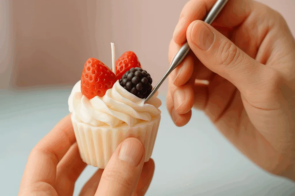 Artisan sculpting Dessert Candles Wholesale toppings by hand.