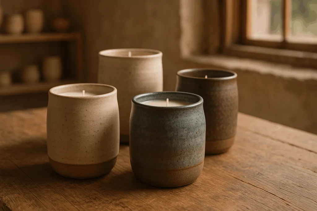 Studio Pottery Candle Jars Wholesale stoneware vessel materials