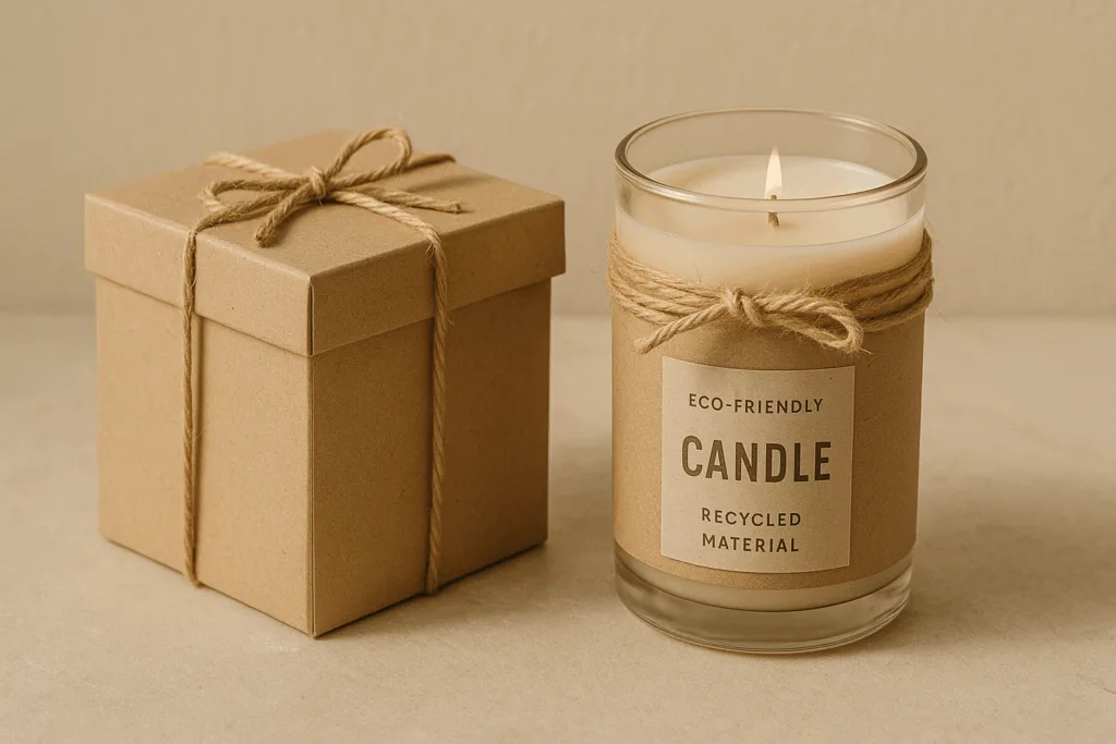 Sustainable packaging showing what makes a luxury candle eco-luxurious.