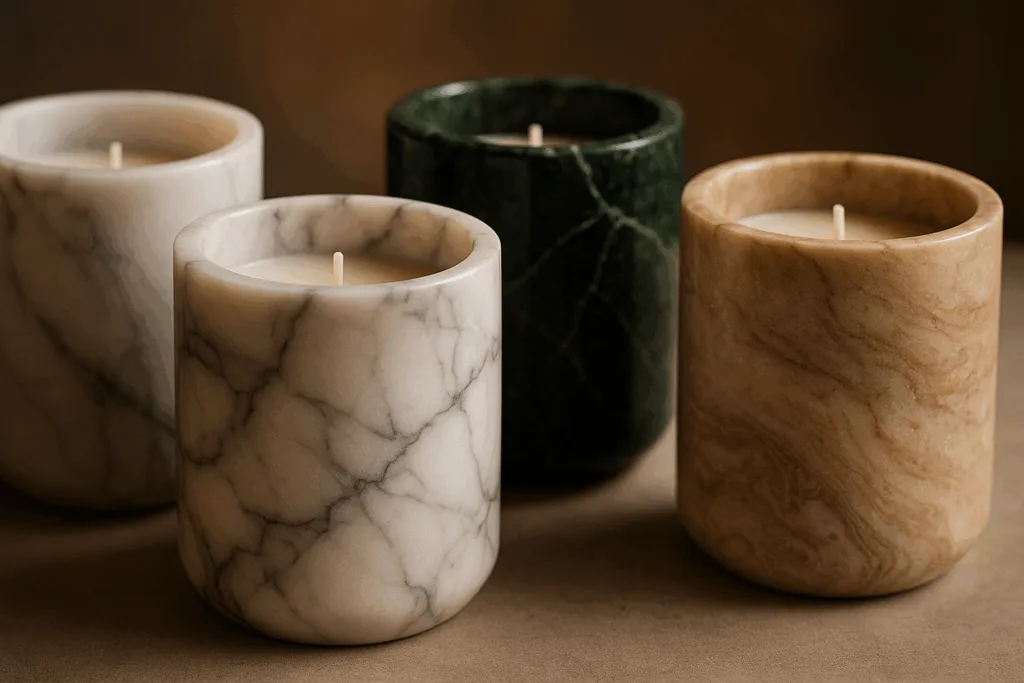 natural veining in marble candle jars wholesale