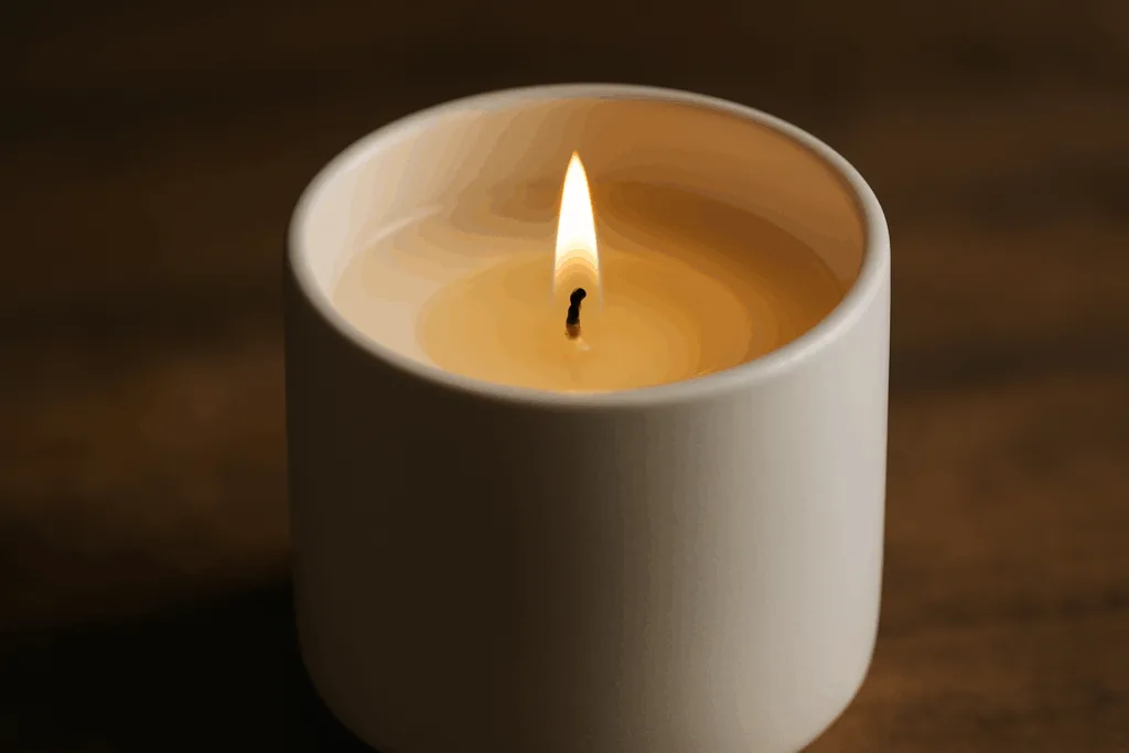 Porcelain candle vessel showing even heat distribution and clean burn performance.