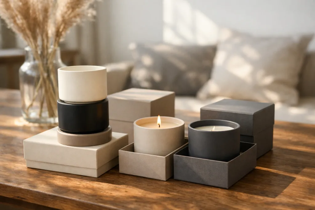 Small Batch vs Large Batch Candle Production: Cost & MOQ Comparison 3 boxed luxury candlesjpg