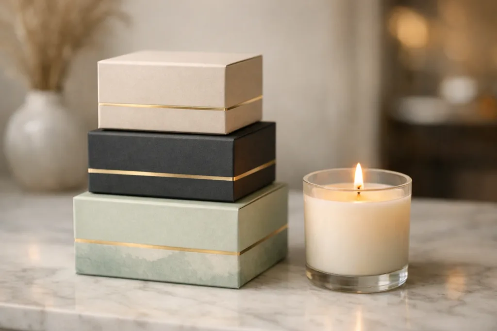 Custom Candle Branding for Hotels & Spas 3 branded hotel candle displayjpg