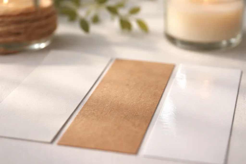 Custom Candle Labels: Design, Printing & MOQ Guide 1 candle label materials macrojpg