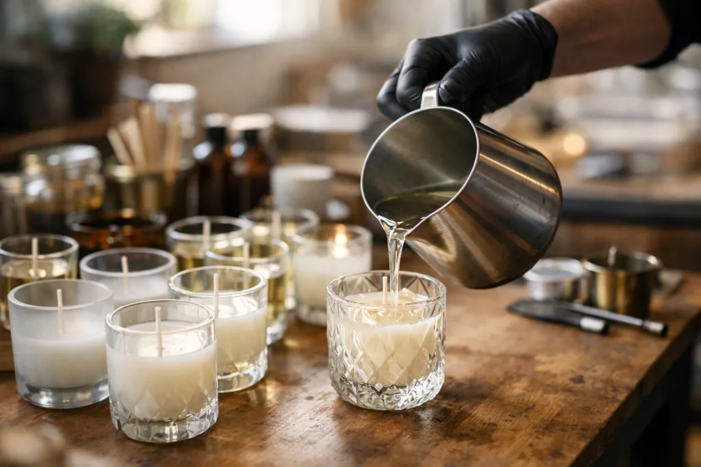 Start a Candle Line for Your Boutique: Small Batch + Wholesale Options 2 candle pouring workshopjpg