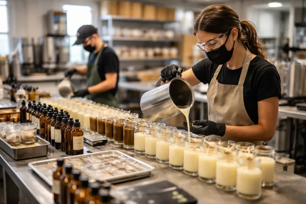 Understanding MOQ in Candle Production: How Factories Calculate Your Price 2 candle production pouringjpg