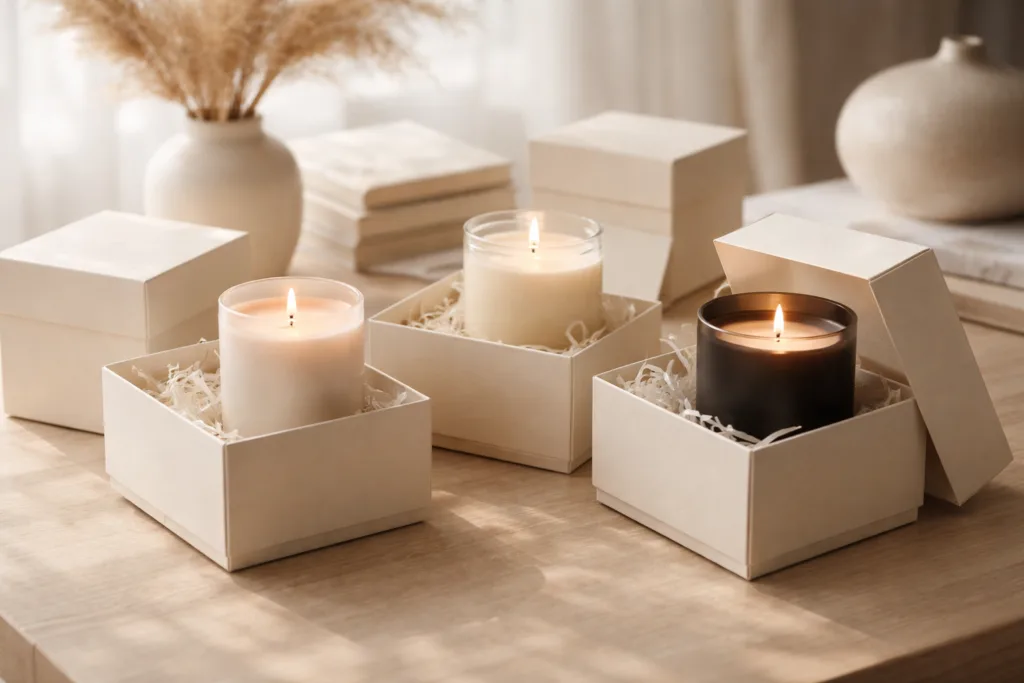 Custom Candle Manufacturing Process: From Idea to Shelf 3 candles branded packagingjpg