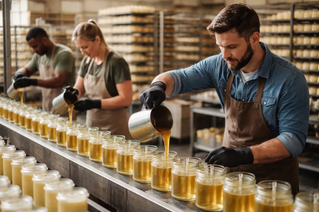 Inside a Candle Factory: Why MOQ Is Not Just a Number 2 candles hand pouring curingjpg