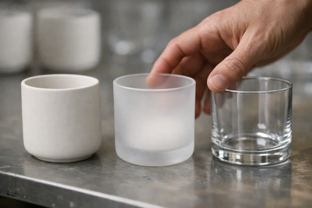 Custom Candle Manufacturing Process: From Idea to Shelf 1 container selection custom candlejpg