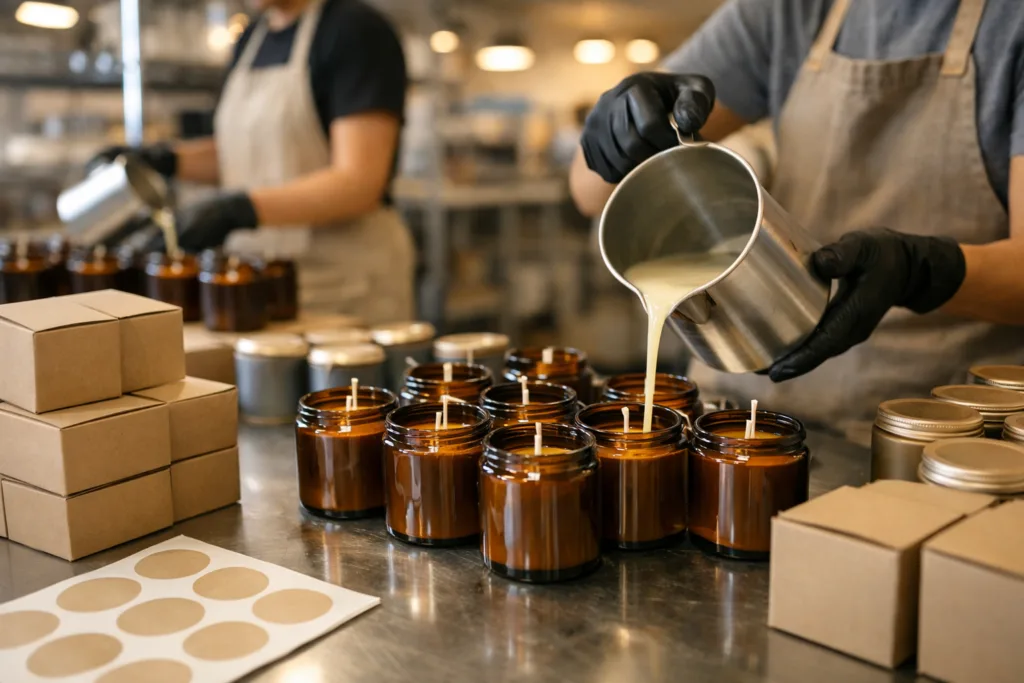 Custom Candle Gifts & Corporate Orders Made Easy 2 corporate candle pour processjpg