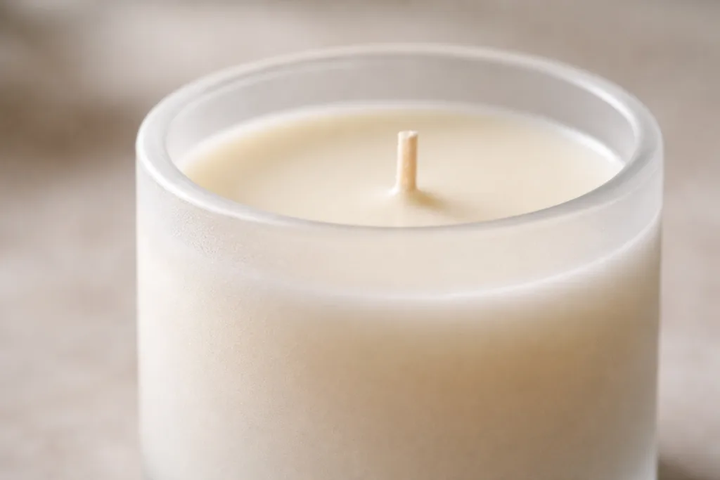 Custom Candle Jars: How to Choose the Right Vessel 1 frosted glass candle jar macrojpg