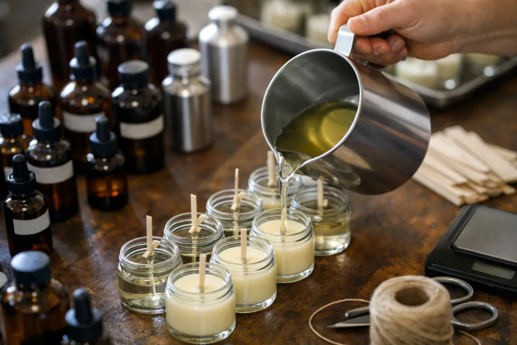 How to Build a Candle Collection for Your Boutique 2 hand pour candles productionjpg