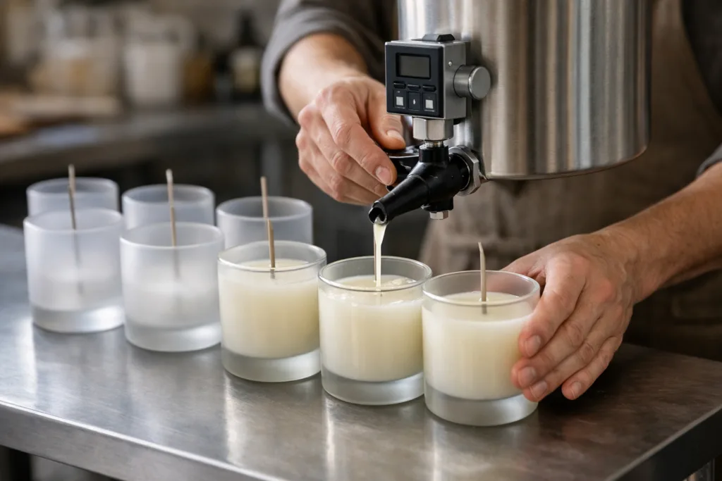 Frosted Glass Candle Jars: Why They’re the Top Choice for Custom Brands 2 hand pour frosted candlesjpg