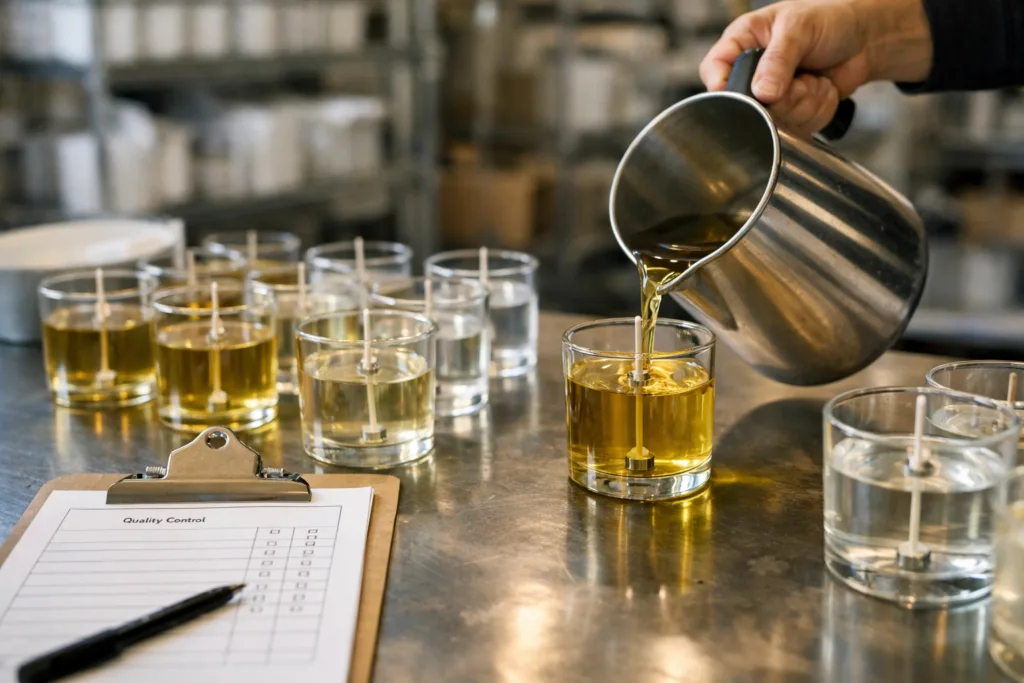 What Affects the Hot Throw of Your Custom Candle? 2 hand pouring candlesjpg 1