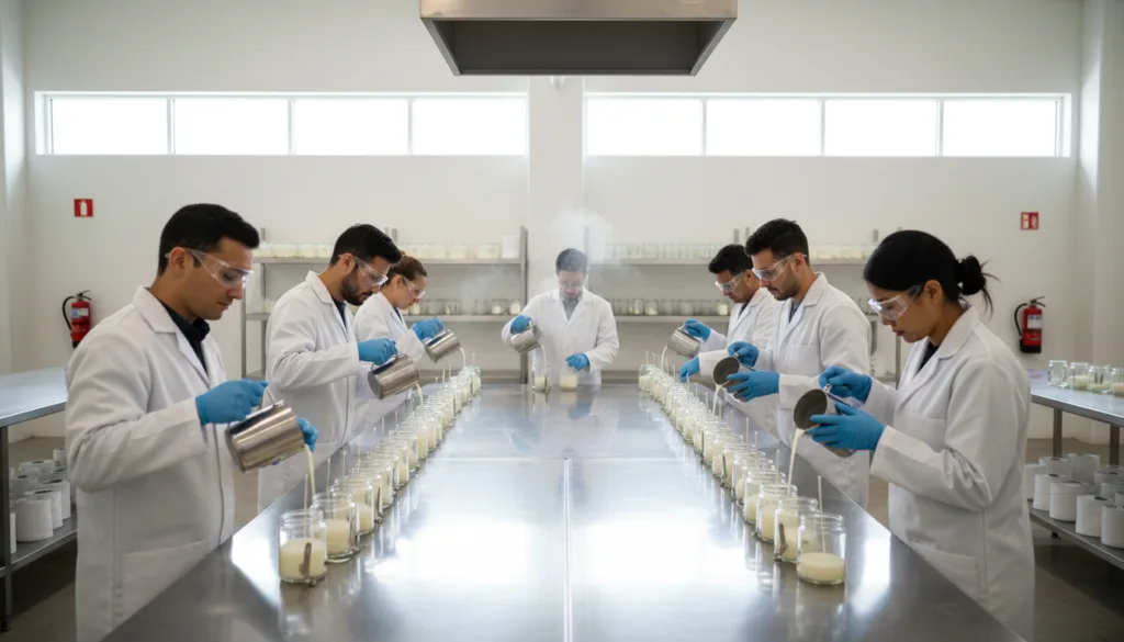 9 Proven Ways to Cut Startup Cost in Glass Jar Candle Manufacturing 2 hand pouring candlesjpg