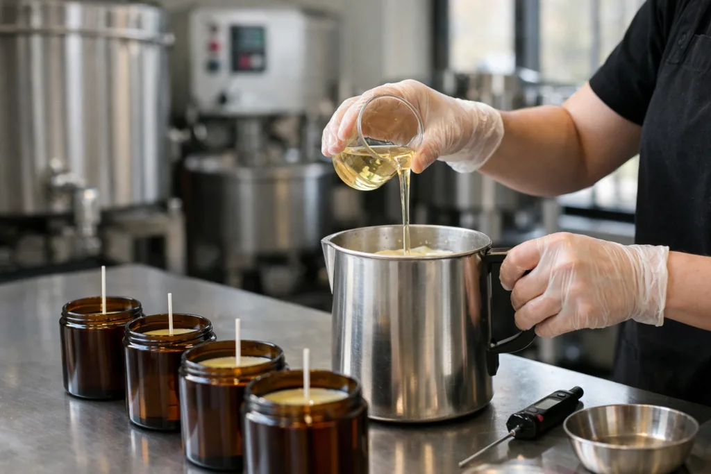 The Hidden Costs of Candle Production No One Tells You About 2 hand pouring fragrance oilsjpg