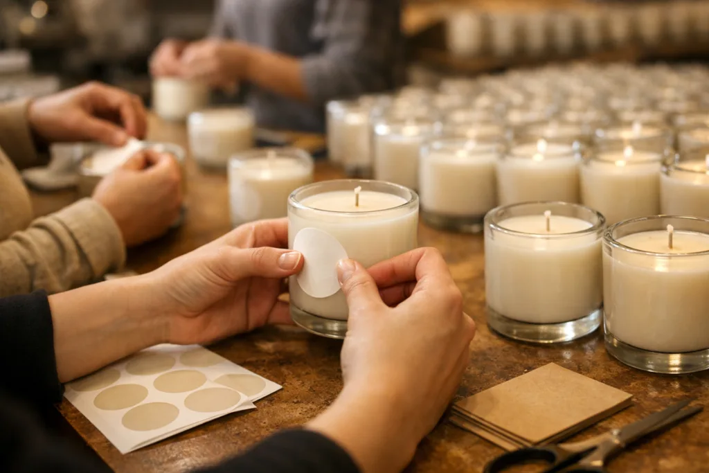 Custom Seasonal & Holiday Candles: Fast Production Guide 2 holiday candle labeling fastjpg