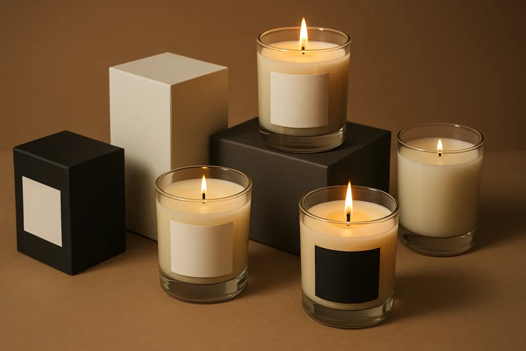 The Branding Psychology Behind Successful Luxury Candle Brands 1 Luxury flatlay showing premium candles and luxury packaging in a minimalistic aesthetic.