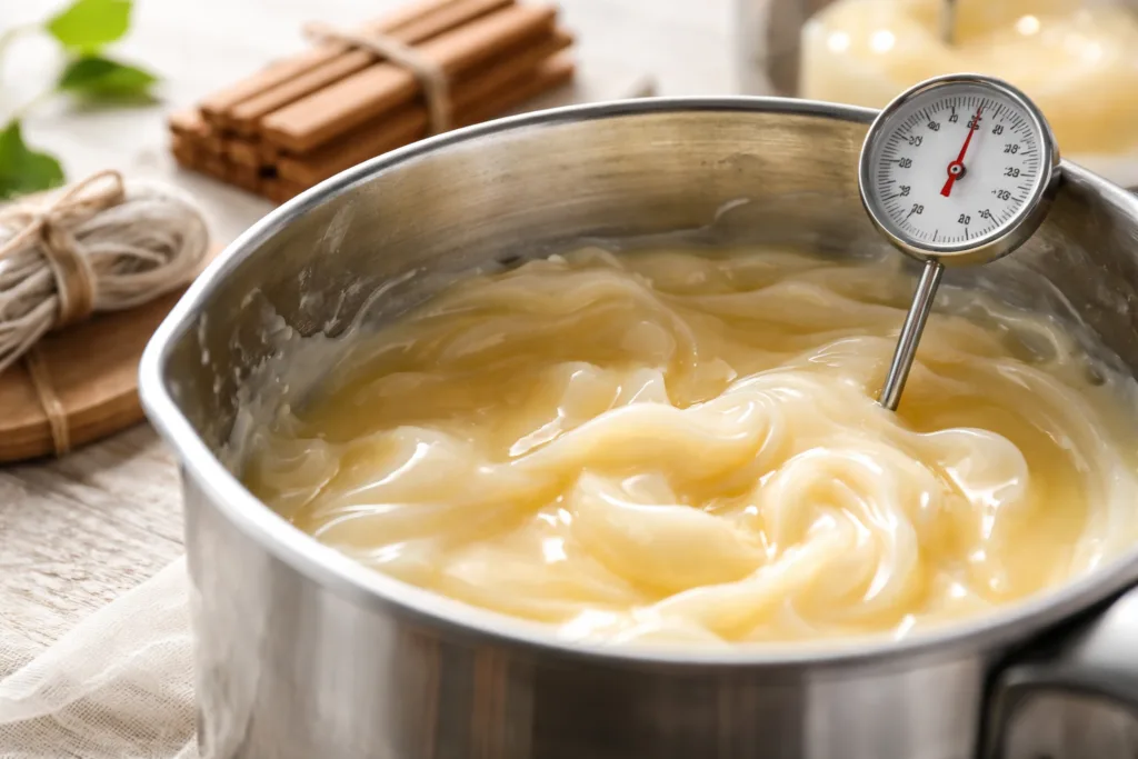 How to Start a Candle Business from Home: Step-by-Step Setup & Cost Breakdown 9 A close-up view of luxury wax being prepared alongside premium wicks, illustrating material quality for home candle business setup.