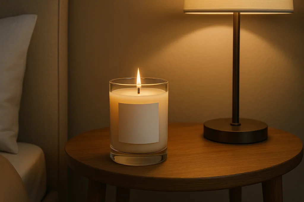 The Branding Psychology Behind Successful Luxury Candle Brands 5 A lit candle creating a peaceful nightly ritual atmosphere in a modern home.