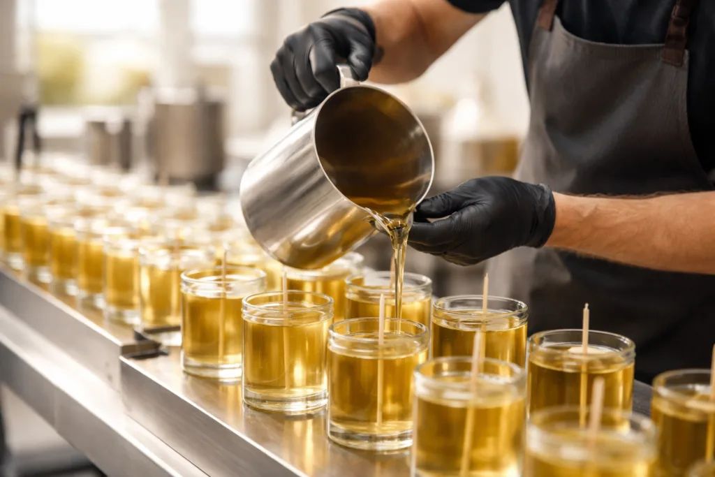 OEM Candle Manufacturing Guide: How to Create Your Own Candle Brand 2 oem candle production hand pourjpg