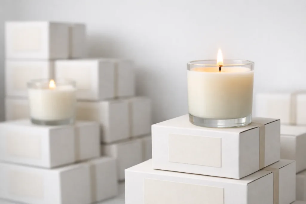 How MOQ Ensures Consistency and Quality in Large-Scale Candle Production 3 packaging stacked luxury candlesjpg