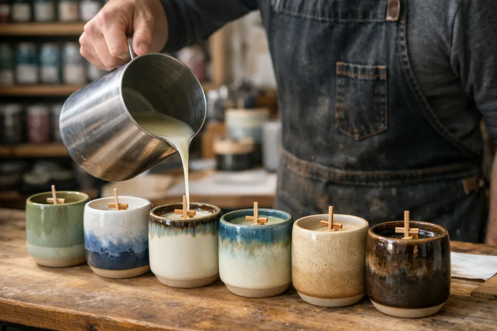 Luxury Ceramic Candle Jars: Custom Manufacturing Guide 2 pouring ceramic candle jarsjpg